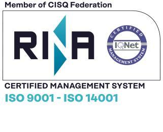 Certificato UNI EN ISO 9001:2015 n 4149/00/S Certificato UNI EN ISO 14001:2015 n EMS-7285/S Certificato