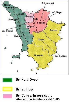 La estensione del Registro della Toscana Area Popolazione residente (*) Usl Centro 1.590.