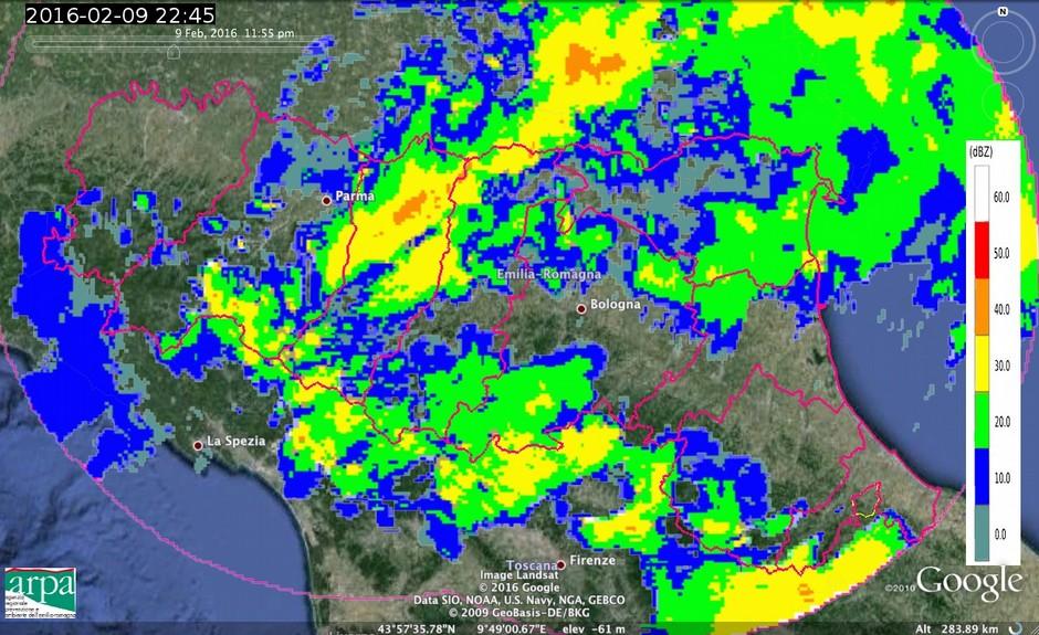 precipitazioni di moderata intensità, spazza la parte più settentrionale della