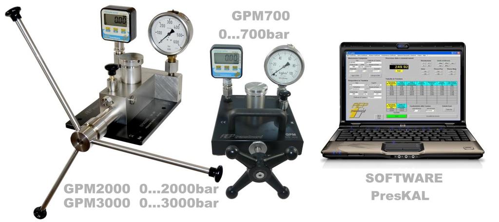 Generatori manuali di pressione utilizzati per comparare le misure tra il manometro campione e lo strumento in taratura.