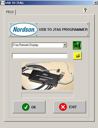 0 Su Elenco a discesa selezione nodo Pulsante selezione software Nome del file software selezionato Barra di progressione Fare clic su Start Update. Figura 8 Casella menu controllo da USB a JTAG.