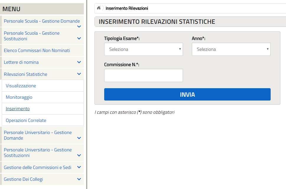 Figura 16. Inserimento - Rilevazioni Statistiche 3.5.