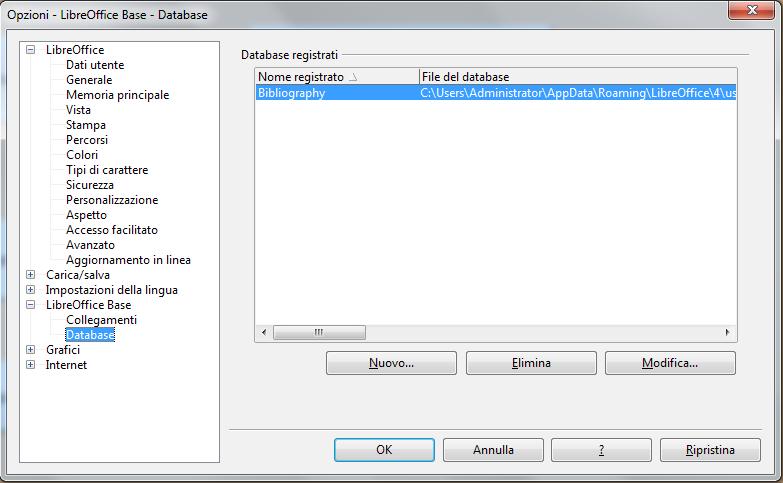Come si registra un database su LibreOffice?