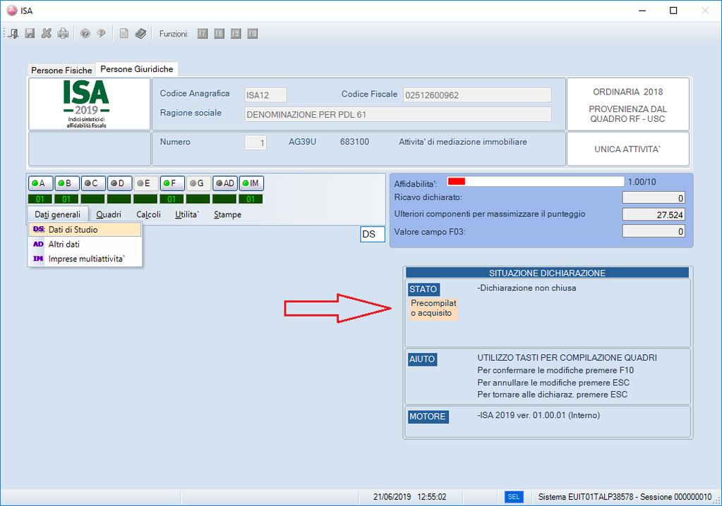 Per visualizzare i dati acquisiti ed eventualmente apporre modifiche, occorre accedere alla funzione