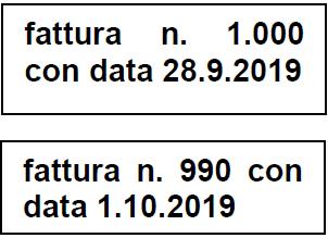 indicando nel campo Data del file fattura la data dell ultima operazione, ossia 28.09.2019.