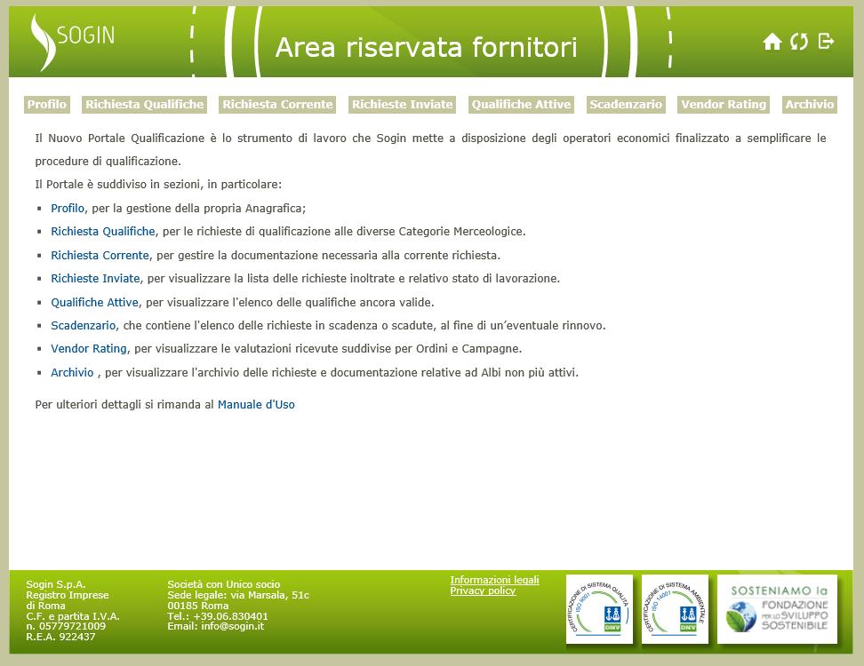 Area riservata Effettuato l accesso viene prospettata