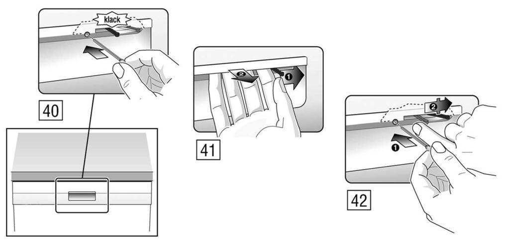 Sicurezza bambini (bloccaggio porta) * 40 Attivare la sicurezza bambini. 41 Aprire la porta con la sicurezza bambini attivata.