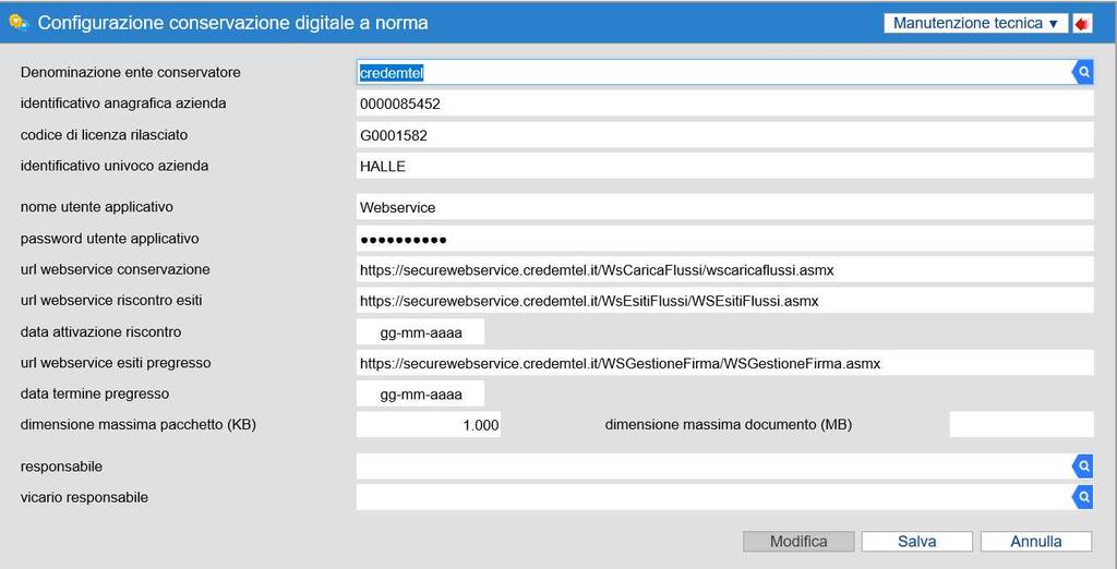 ALLEGATI Allegato 1: Configurazione dell ente conservatore in PI Protocollo Informatico Per configurare l ente conservatore all interno dell applicativo PI Protocollo Informatico, procedere come