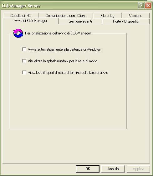 Configurazione di Ela Manager Configurazione del Server Dopo aver installato Pdk ed Ela Manager sul server, dal pannello