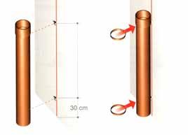 Istruzioni per il montaggio 1) Montaggio primo tubo pluviale Dopo aver segnato la linea di posizionamento dei pluviali, effettuare il primo foro e fissare il primo supporto a 30 cm da terra.