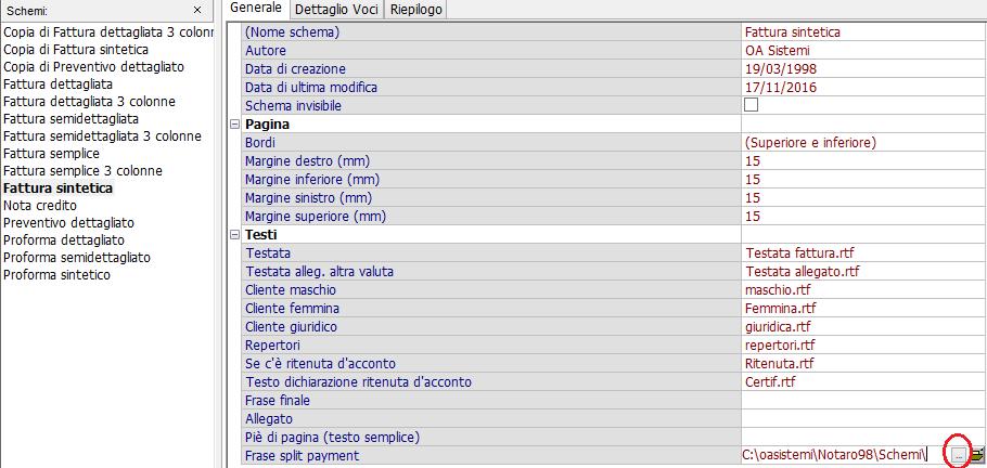 Per modificare la dicitura in calce, è necessario intervenire, sempre tramite schema di stampa: 1. Fare clic su Strumenti > Configurazioni > Parcelle > Schemi di stampa 2.