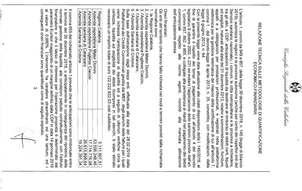 ------------ ~/M~f7d:o 9tf?itHU7& tk~ ceal!zd:-'tc? RELAZIONE TECNICA SULLE METODOLOGIE DI QUANTIFICAZIONE ECONOMICO-FINANZIARIA L'articolo 1, commi da 849 a 857, della legge 30 dicembre 2018, n.