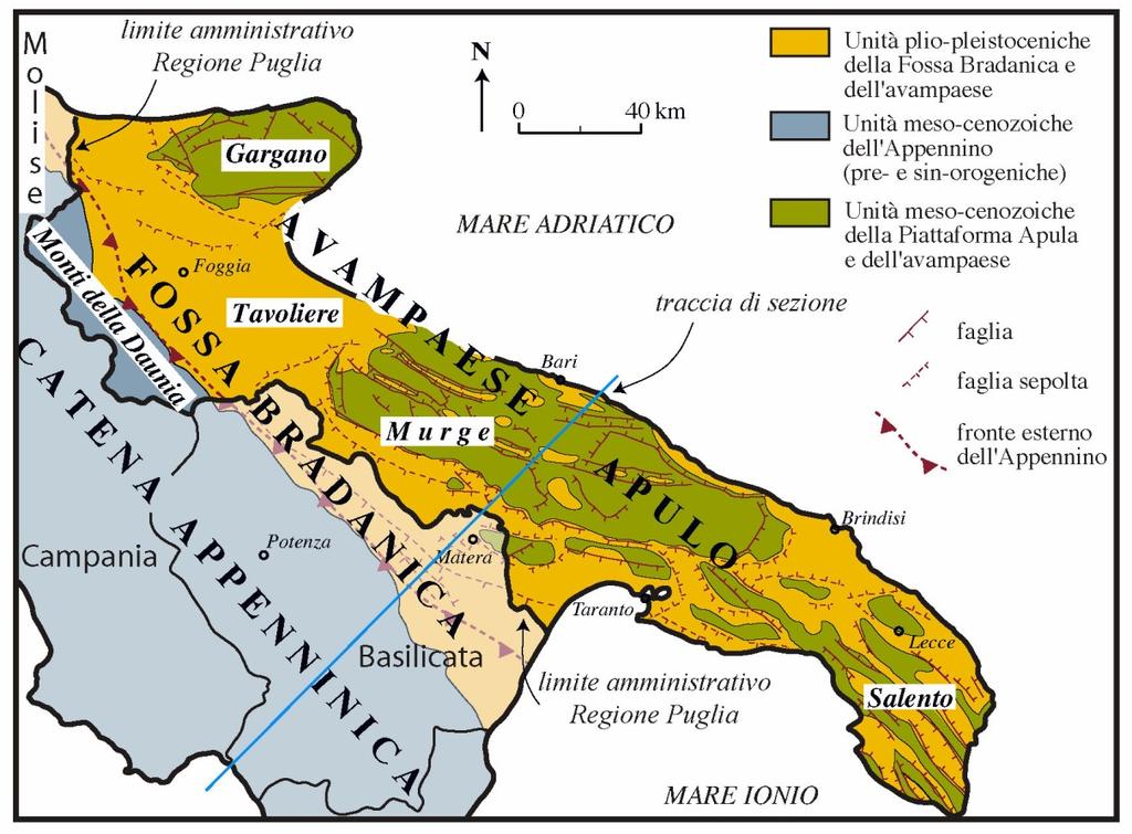 Inquadramento geologico e strutturale della Puglia Carta