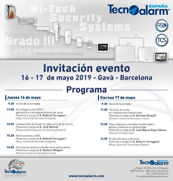 Porte aperte Tecnoalarm Spagna Il 16 e 17 Maggio si è tenuto l evento formativo porte aperte, presso la sede Tecnoalarm e Tecnofire di Gavà Barcelona.