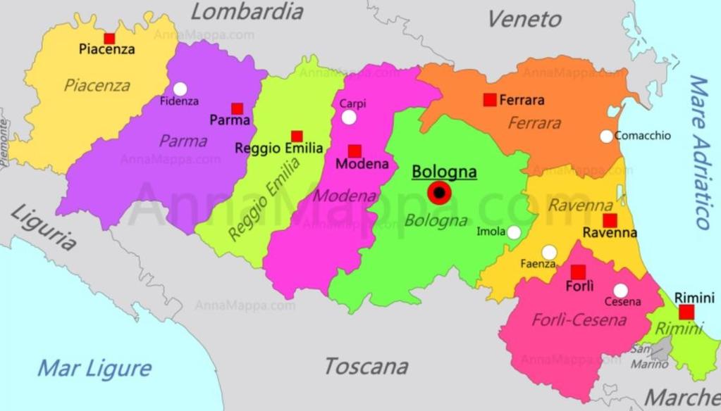La dislocazione dei 12 CdS nella Regione Emilia Romagna In Emilia- Romagna il carcinoma della mammella è responsabile del 29%
