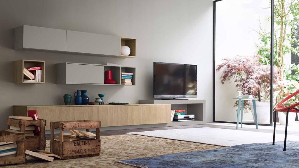 L352 P52,7 H152,4 Panca laccato opaco Platino Basi Fashion wood rovere Canapa Pensili laccato opaco Platino Elementi DOMINO laccato opaco Platino e Fashion wood rovere Canapa LIFE tavolino (Per