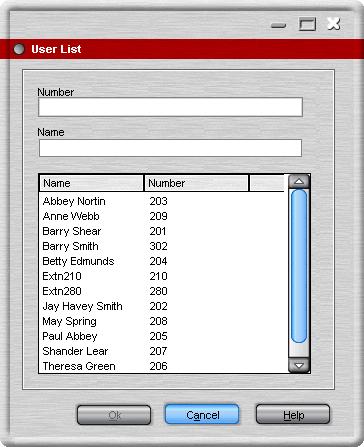 Introduzione: Preparazione 1.3 Finestra Elenco utenti Il campo Nome utente\int della finestra Login di accesso può essere compilato selezionando i dettagli da un elenco.