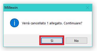 Cancellazione allegato Selezionare l allegato da eliminare e cliccare sul pulsante