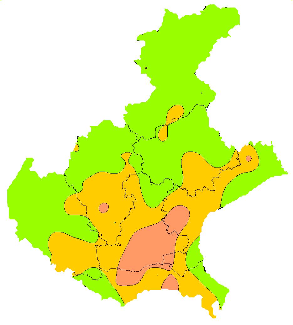 INDICE SPI (3) (STANDARDIZED PRECIPITATION INDEX): nel periodo primaverile (marzomaggio), si sono presentati diffusi segnali di siccità moderata e severa sul Veneto centrale, meridionale e su parte