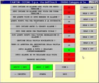 allarmi; i numeri non utilizzati devono essere cancellati.