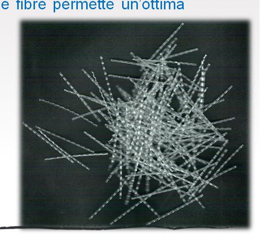 La particolare forma asimmetrica delle fibre permette un ottima adesione alla pasta cementizia   La particolare forma asimmetrica delle fibre permette un ottima adesione alla pasta cementizia Una