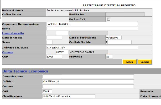 Per inserire un NUOVO partecipante