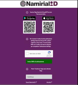 3- Cliccare su Attiva l App Namirial Virtual OTP Figura 3 - Attivazione Namirial OTP 4- Scaricare ed installare l App Namirial OTP sul proprio dispositivo mobile.