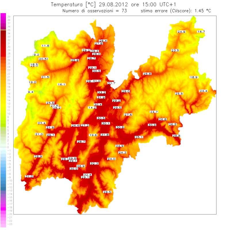 La temperatura massima di 25,6 C è stata toccata il giorno 29, decisamente inferiore ai 29, C del 18 marzo 1993.