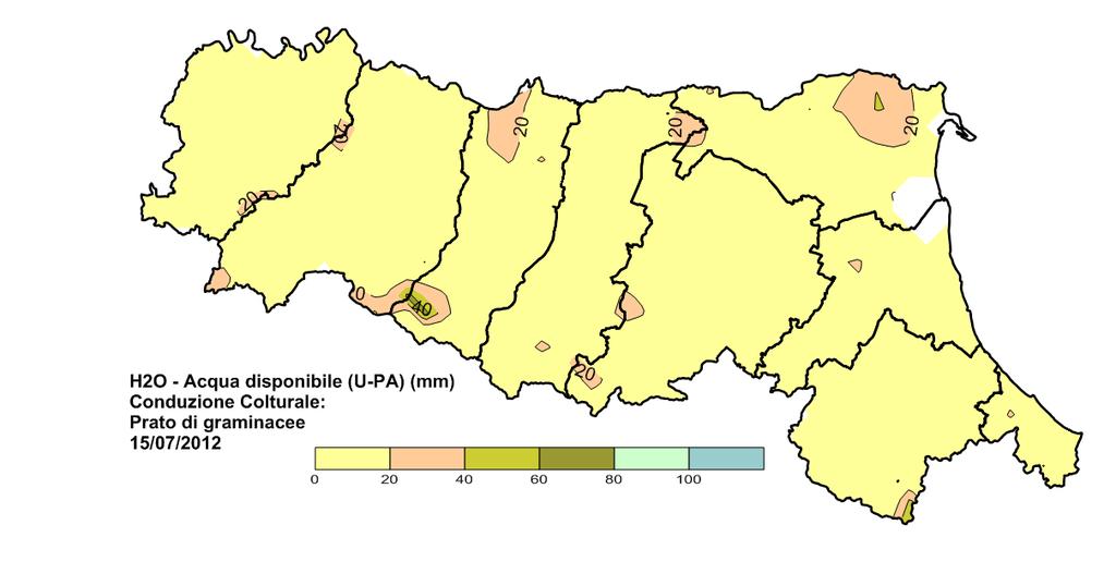 11. La siccità dal 1 giugno al 15 luglio_l acqua nel suolo Il programma di bilancio idrico territoriale Criteria stima che i valori di acqua