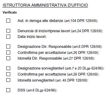 Polizia Mineraria - Sopralluoghi Istruttoria d ufficio sui documenti inviati dall esercente ai sensi del