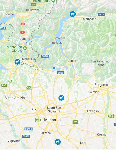 Scelta Aziende prova cellule differenziali Disponibilità degli allevatori. Ubicate in quattro Provincie differenti Como, Varese, Monza Brianza, Pavia.