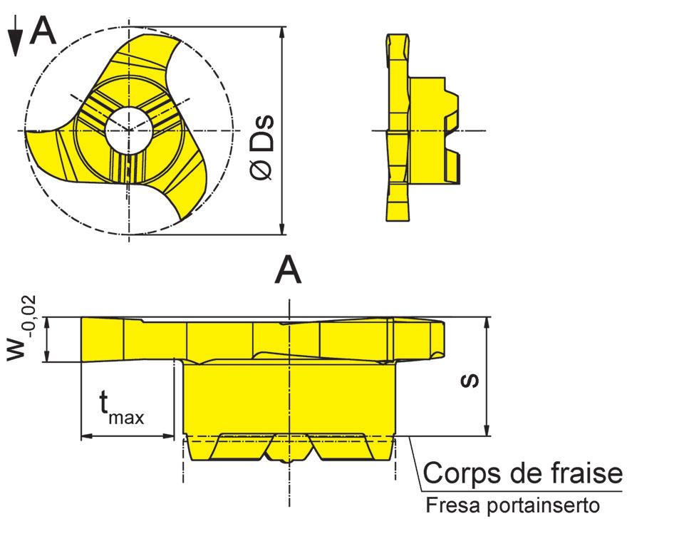 Usinage d aluminium Lavorazione alluminio Profondeur de gorge jusqu à Profondità della gola fino a 3,5 mm Largeur de gorge Nw Larghezza della gola Nw 1,1-1,6 mm Diamètre de coupe Diametro Ds 15,7 mm