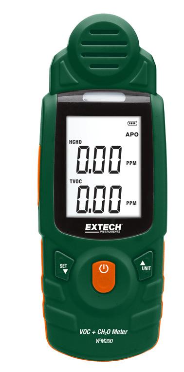 PRODUCT DATASHEET VFM200 VOC/Formaldehyde (CH2O or HCHO) Meter Features Backlit LCD displays TVOC (Total Volatile Organic Compound) and HCHO (Formaldehyde) concentrations simultaneously in real-time