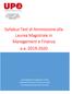 Syllabus Test di Ammissione alla Laurea Magistrale in Management e Finanza a.a