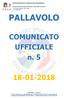 PALLAVOLO. COMUNICATO UFFICIALE n