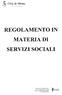 Regolamento in materia di servizi sociali