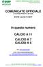 COMUNICATO UFFICIALE STAGIONE SPORTIVA 2017/2018. In questo numero CALCIO A 11 CALCIO A 7 CALCIO A 5