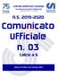 CENTRO SPORTIVO ITALIANO Comitato provinciale di Macerata. Via Annibali Domenico, Macerata A.S Comunicato Ufficiale. n.