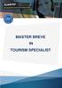 MASTER BREVE IN TOURISM SPECIALIST