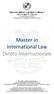 Master in International Law Diritto Internazionale