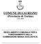 COMUNE DI LAURIANO (Provincia di Torino) CAP. 10020 REGOLAMENTO COMUNALE PER IL FUNZIONAMENTO DELLA COMMISSIONE MENSA SCOLASTICA.