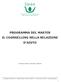 PROGRAMMA DEL MASTER IL COUNSELLING NELLA RELAZIONE D AIUTO