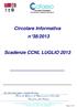 Circolare Informativa n 38/2013. Scadenze CCNL LUGLIO 2013