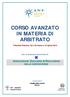 CORSO AVANZATO IN MATERIA DI ARBITRATO