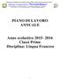 PIANO DI LAVORO ANNUALE. Anno scolastico 2015-2016 Classi Prime Disciplina: Lingua Francese