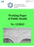 ISSN: 2279-9761 Working paper of public health [Online] Working Paper of Public Health