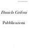 Pubblicazioni Daniela Grifoni Bachelor of Art. Daniela Grifoni. Pubblicazioni