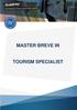 MASTER BREVE IN TOURISM SPECIALIST