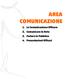 AREA COMUNICAZIONE. 1. La Comunicazione Efficace 2. Comunicare in Rete 3. Parlare in Pubblico 4. Presentazioni Efficaci