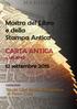 Mostra del Libro e della Stampa Antica CARTA ANTICA. 12 settembre 2015. a MILANO. CATALOGO Vecchi Libri Studio Bibliografico di Pietro Crini